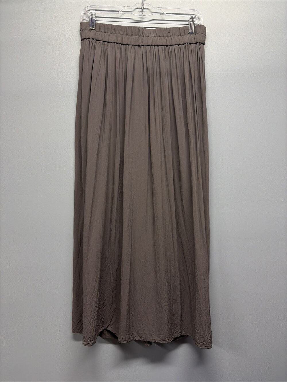 Gap Gray Elastic Waist Pleated Maxi Skirt Minimalist Chic Holidays Modest Office